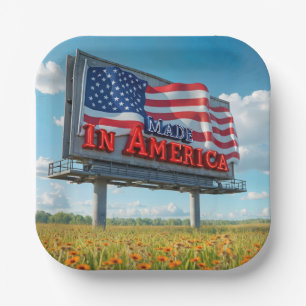 In Amerika in Reklametafeln in Wildblumen hergeste Pappteller