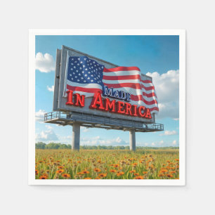 In Amerika in Reklametafeln in Wildblumen hergeste Serviette