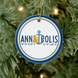 In Annapolis verankerte Hunde als Weihnachtsbauman Keramik Ornament