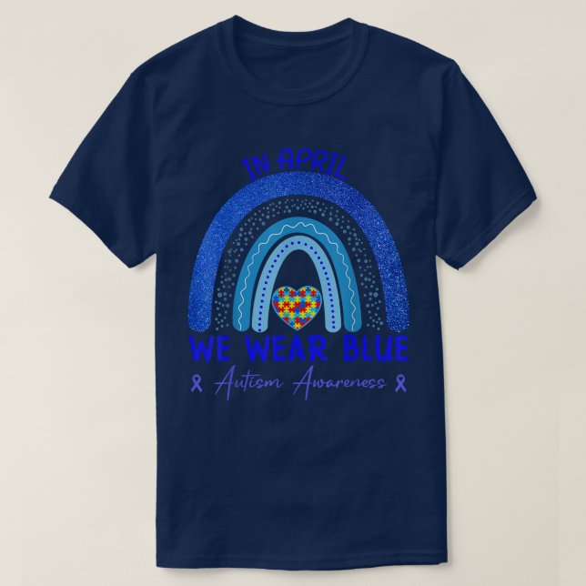 In April We Wear Blue Autism Awareness Month Puzzl T-Shirt (Design vorne)