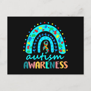 In April We Wear Blue Autism Rainbow Awareness Mon Postkarte