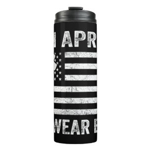 In April We Wear Blue Vintage American Flag Puzzle Thermosbecher