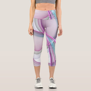 In Bewegung, moderne abstrakte farbenfrohe Fraktal Capri Leggings