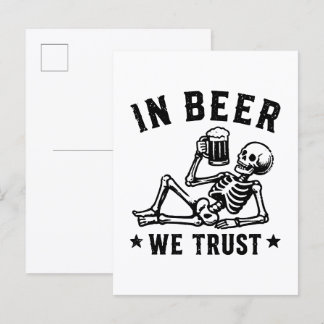 In Bier we trust chillender Skelett-Bier-Pong Postkarte