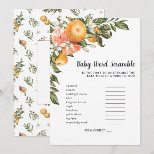 In Bloom Baby Shooter Word Scramble Game Card Einladung