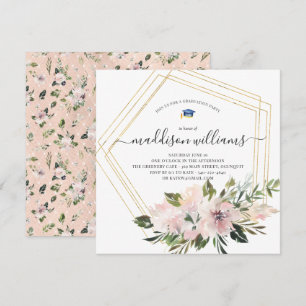 In Bloom Blush Florale Abschlussfeier Einladung
