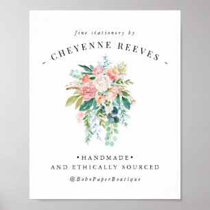 In Bloom   Blush Vintage Floral Logo Poster