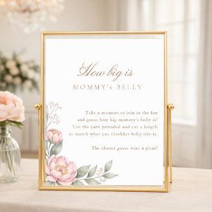 In Bloom Elegante Babyparty - Errate Mamas Bauch Poster