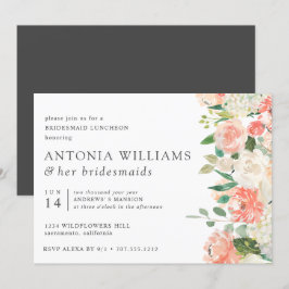 In Bloom Floral Pfirsich Pink Bridesmaid Luncheon Einladung