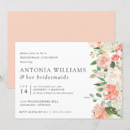 In Bloom Floral Pfirsich Pink Bridesmaid Luncheon Einladung