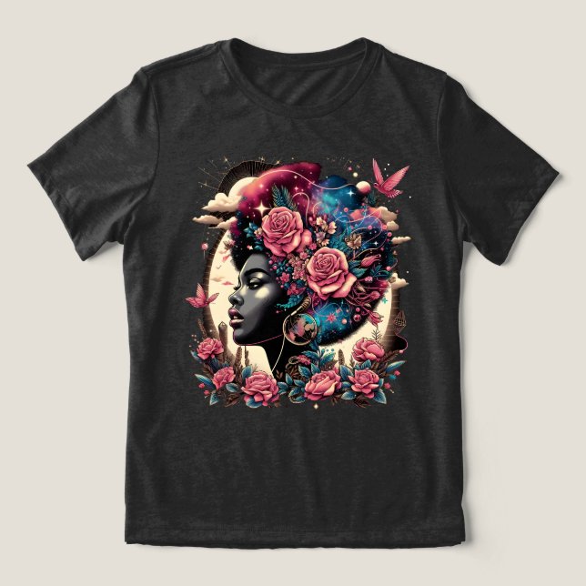 In Bloom gekrönt Tri-Blend Shirt (Design Vorderseite)