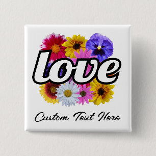 In Bloom - Liebe mit Square Floral Bouquet Button