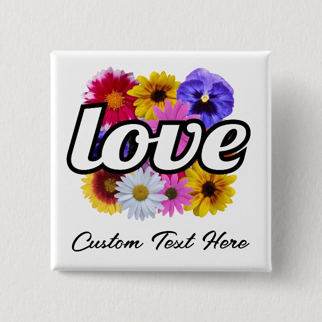 In Bloom - Liebe mit Square Floral Bouquet Button (Vorderseite)