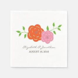 In Bloom Orange rosa Blumenpapier Napkins Serviette
