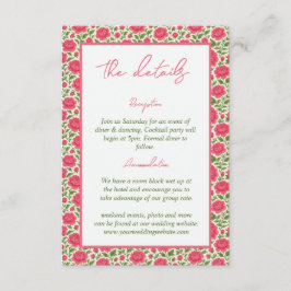 In Bloom Pink Peony florale Hochzeiten Details Begleitkarte