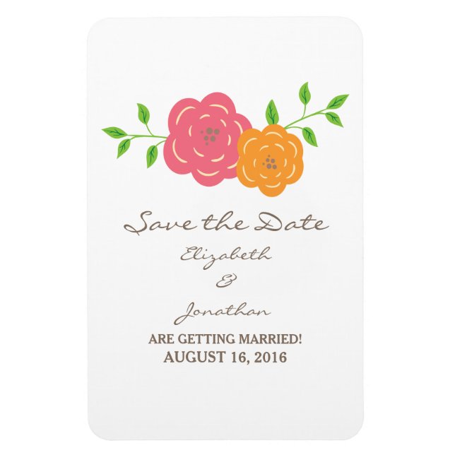 In Bloom Red Orange Save the Date Flexi Magnet (Vertikal)