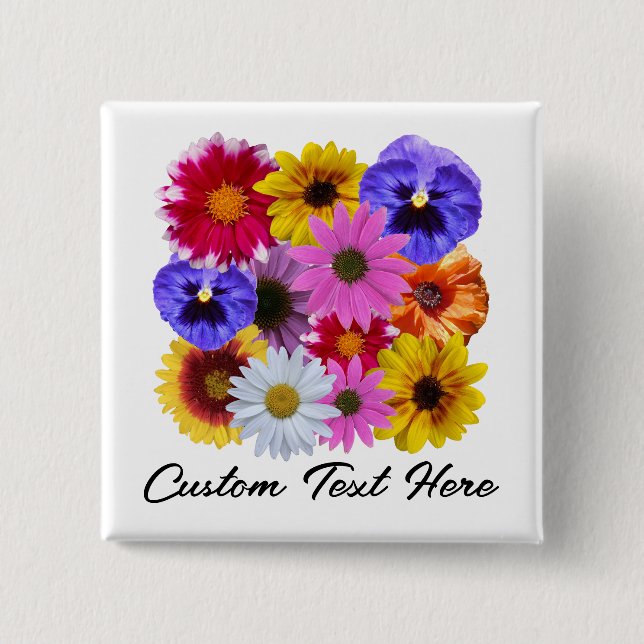 In Bloom - Square Floral Button (Vorderseite)