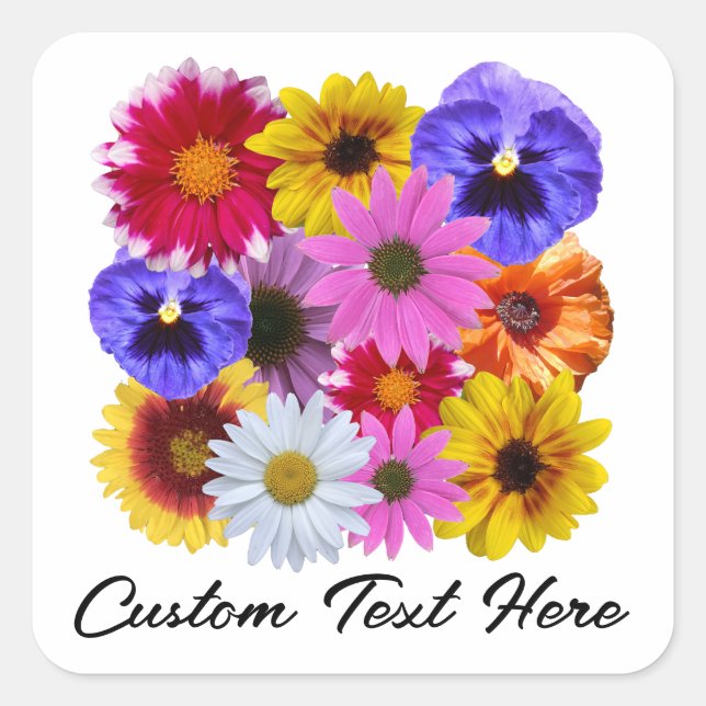In Bloom - Square Floral Quadratischer Aufkleber (Vorderseite)