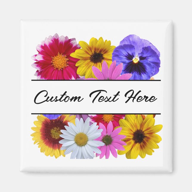 In Bloom - Square Split Floral button Magnet (Vorne)