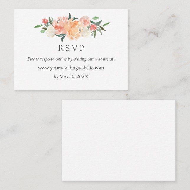 In bloom Wedding RSVP Online Website Business Car Visitenkarte (Vorne/Hinten)