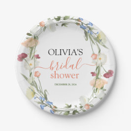 In Bloom Wildblume Blumenkohl Brautparty Pappteller