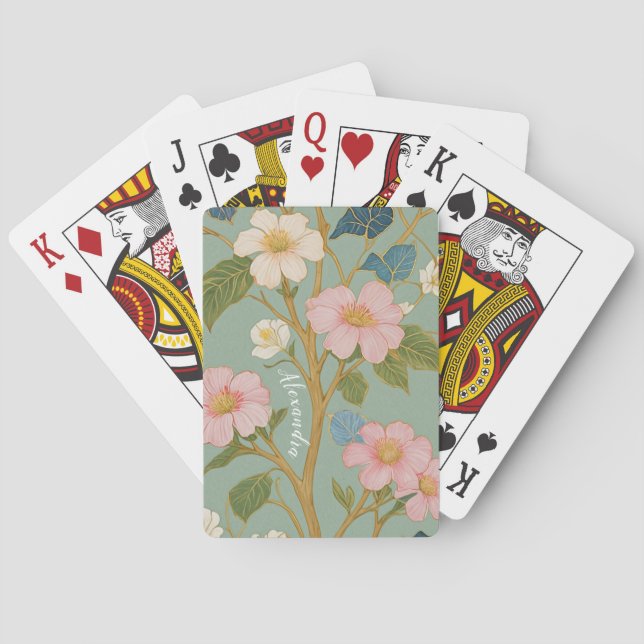 In Blossom: Pastelzweig mit rosa Blume Spielkarten (Rückseite)