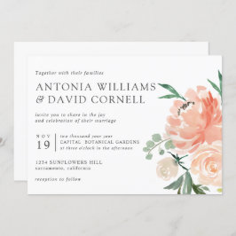 In Blüte | Chic Botanical Pink Floral weded Inv Einladung