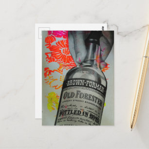 In-Bond-Whisky-Flasche Florale Collage Postkarte