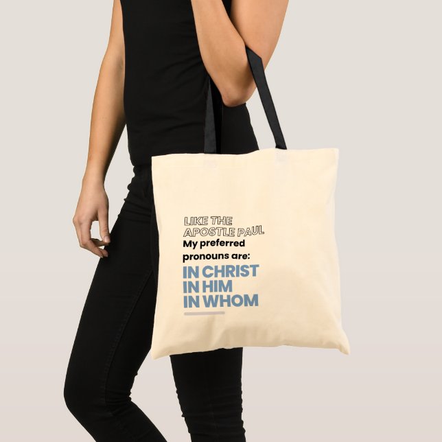 In Christ pronouns Tote Bag Tragetasche (Vorderseite (Produkt))
