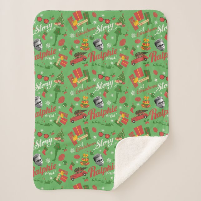 In Christmas Story Green Icon Pattern Sherpadecke (Vorderseite)