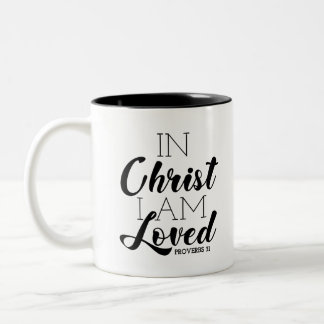 In Christus bin ich geliebte Schrift Versprechen C Zweifarbige Tasse