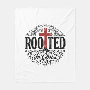 In Christus verwurzelt Vintage-Christen-Kreuz-Desi Fleecedecke