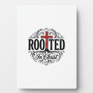 In Christus verwurzelt Vintage-Christen-Kreuz-Desi Fotoplatte