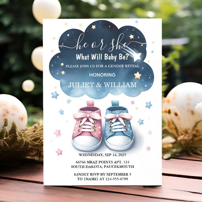 In Cloud Twinkle Twinkle Little Star Gender Reveal Einladung (Von Creator hochgeladen)