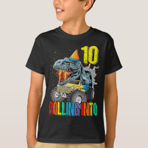 In das 10. Geburtstag Monster Truck Dinosaur T-Shirt