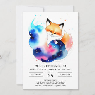 In das Woods Fox Party Geburtstag Einladung