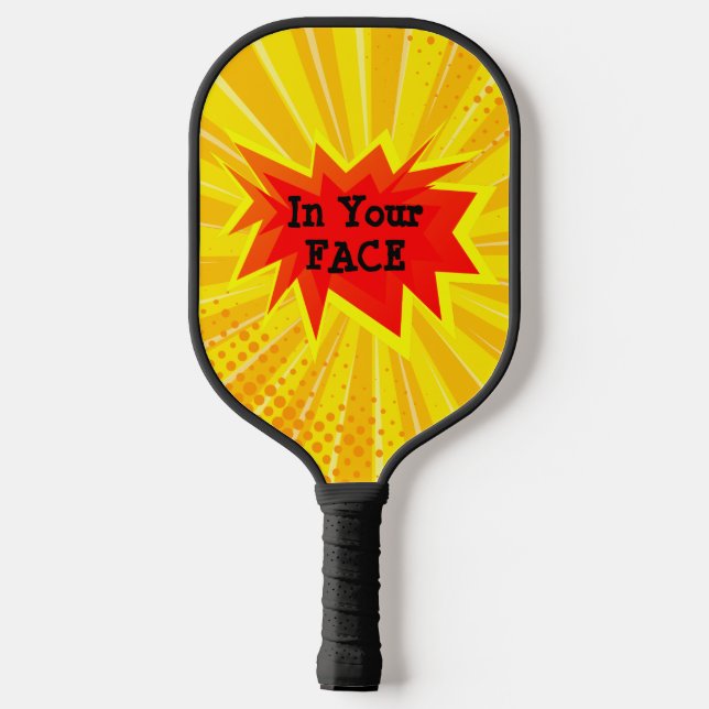 In deinem Gesicht strahlend blauer Smack-Talk serv Pickleball Schläger (Rückseite)
