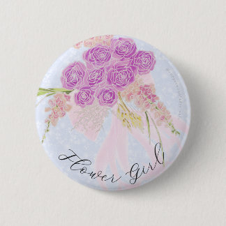 In dem Blau-Rosa Schleifen Blumenmädchen Blumenstr Button