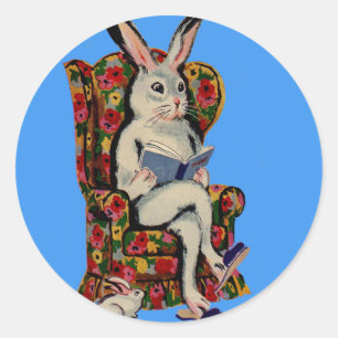 In den 1950er Jahren sitzend, große Sonnenstrahlen Runder Aufkleber