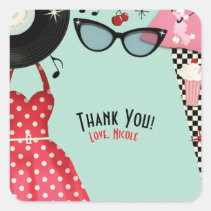 In den 50er Jahren verkleidet man Retro-Vintages G Quadratischer Aufkleber