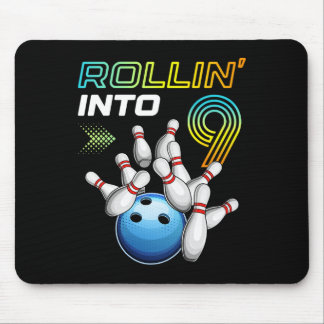 In den 9er rollen Retro Bowling Geburtstagsfeier 9 Mousepad