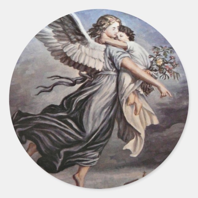 In den Armen eines Engelaufklebers Runder Aufkleber (Vorderseite)
