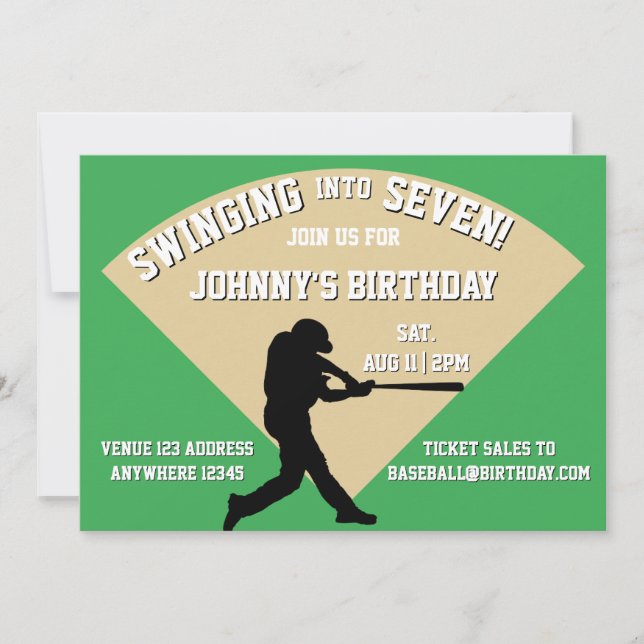 In den Baseball-Geburtstag einschwingen Einladung (Vorderseite)
