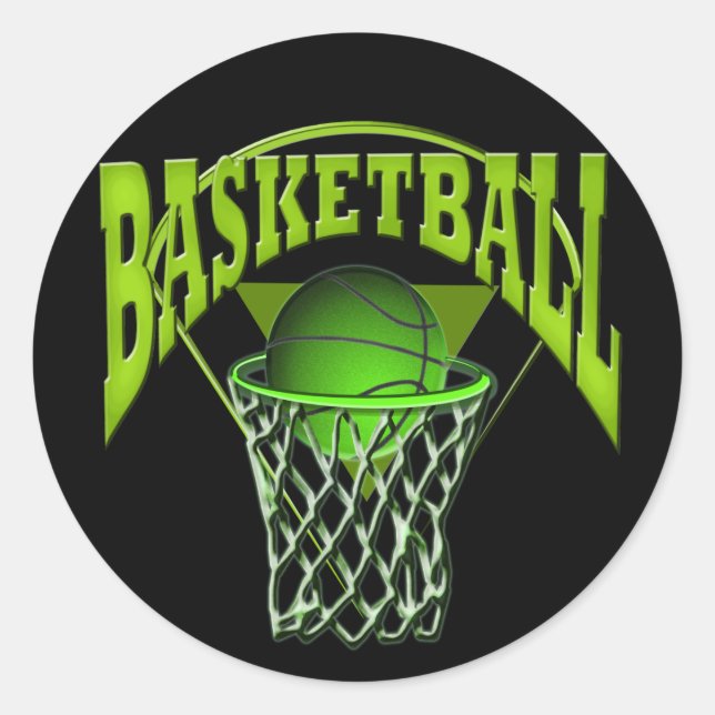In den Hoop Basketball und die Backboard Runder Aufkleber (Vorderseite)