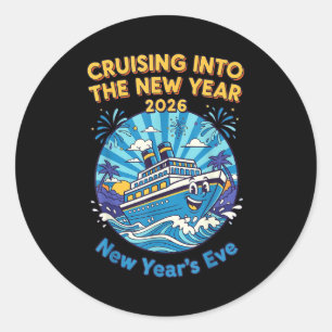 In den neuen Jahr 2026 cruisen - Spaß am Silvester Runder Aufkleber