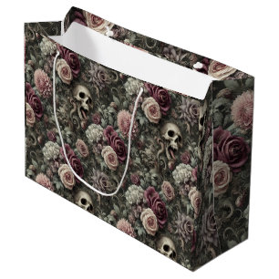 In den Rose hauen - gotischer Blumenschädel Große Geschenktüte