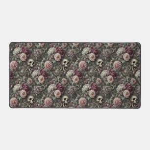 In den Rose tauchen - Gothic Skull Floral Schreibtischunterlage