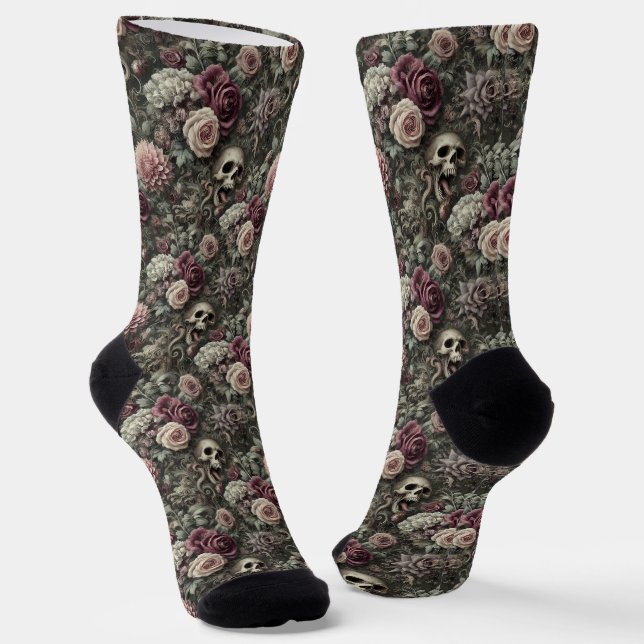 In den Rose zeichnen - Gotische Viktorianische Tap Socken (Gewinkelt)