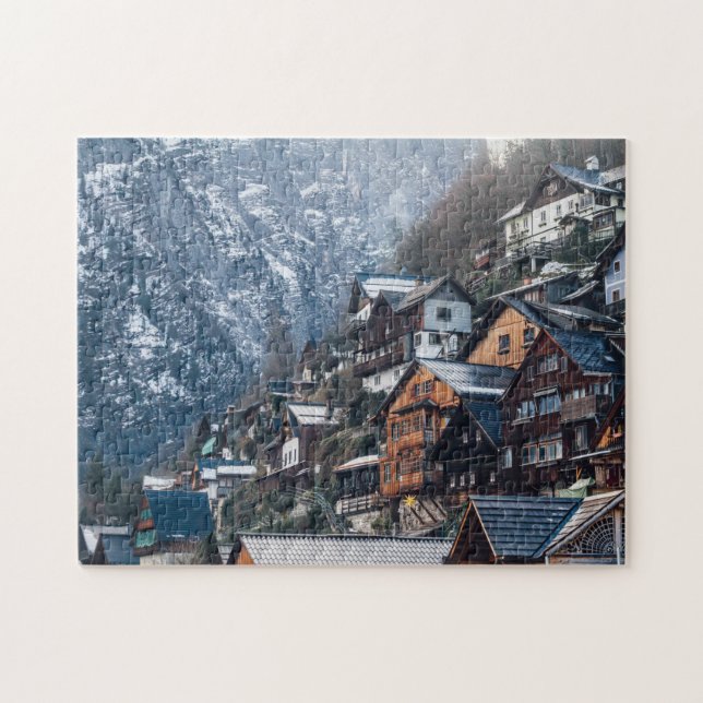 In den Snowy Mountain gebaute Zuhause Puzzle (Horizontal)