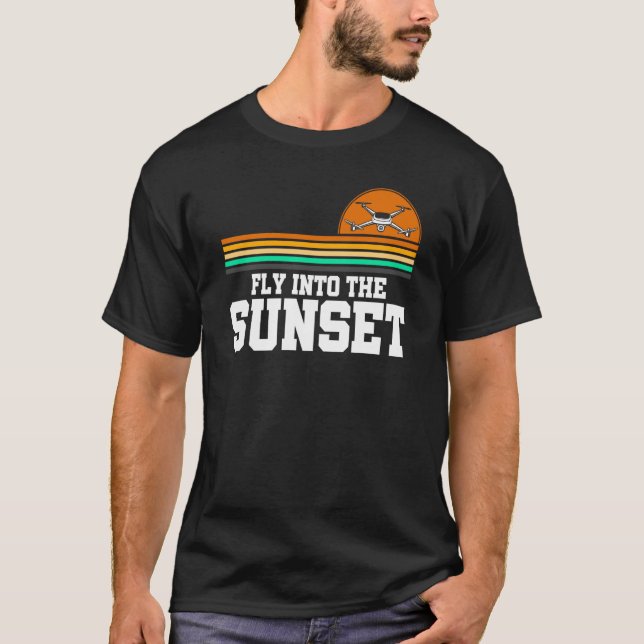 In den Sunset Drone fliegenden Rc-Quadcopter flieg T-Shirt (Vorderseite)